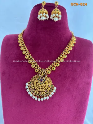 Modern Gold Plated Necklace Designs : Trendy Necklace Online GCN-024