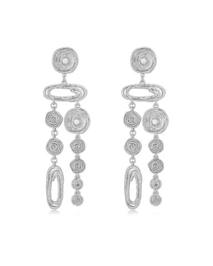 Molten Disc Statement Earrings- Silver