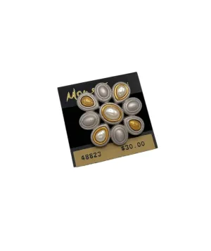 Monet Classic Mix Metal Silver & Gold Pearl Brooch