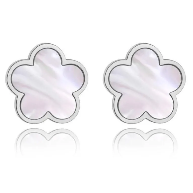 Mother of Pearl Rose Gold Clover Earrings – Maestro Hennessy ®