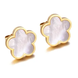 Mother of Pearl Rose Gold Clover Earrings – Maestro Hennessy ®