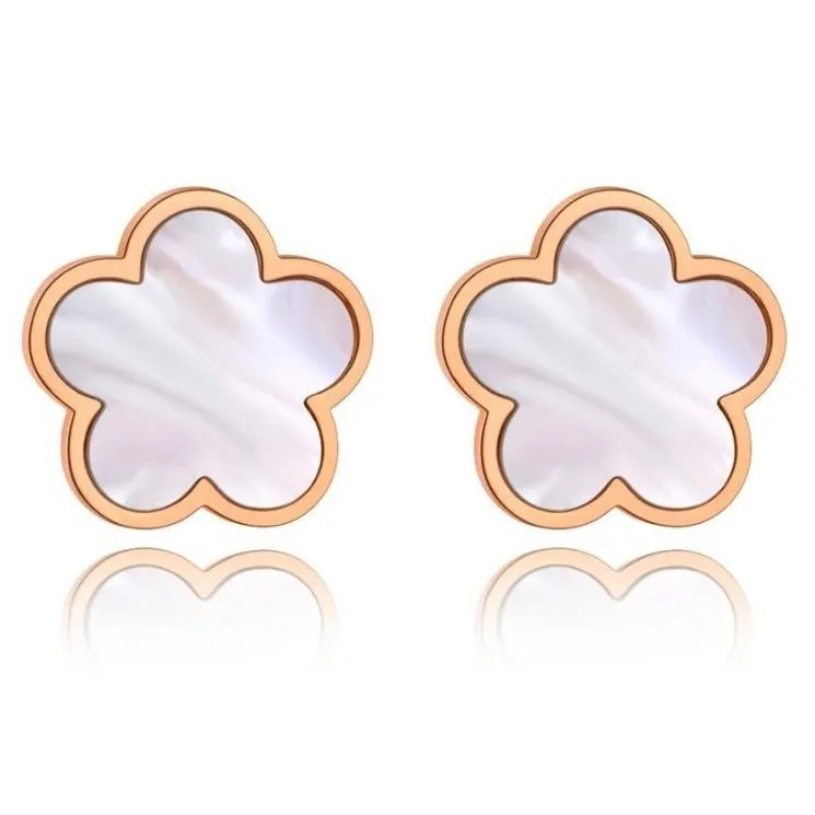 Mother of Pearl Rose Gold Clover Earrings – Maestro Hennessy ®