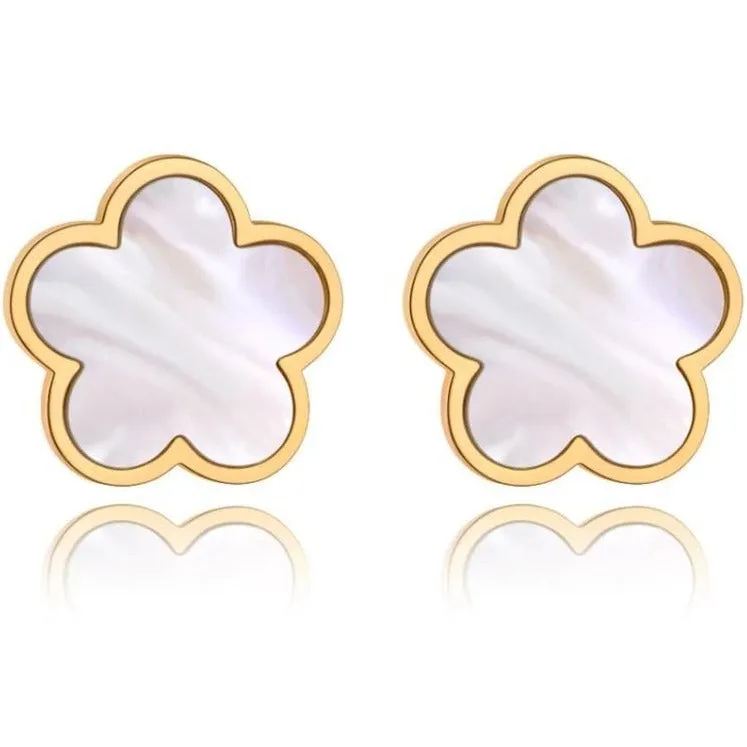 Mother of Pearl Rose Gold Clover Earrings – Maestro Hennessy ®