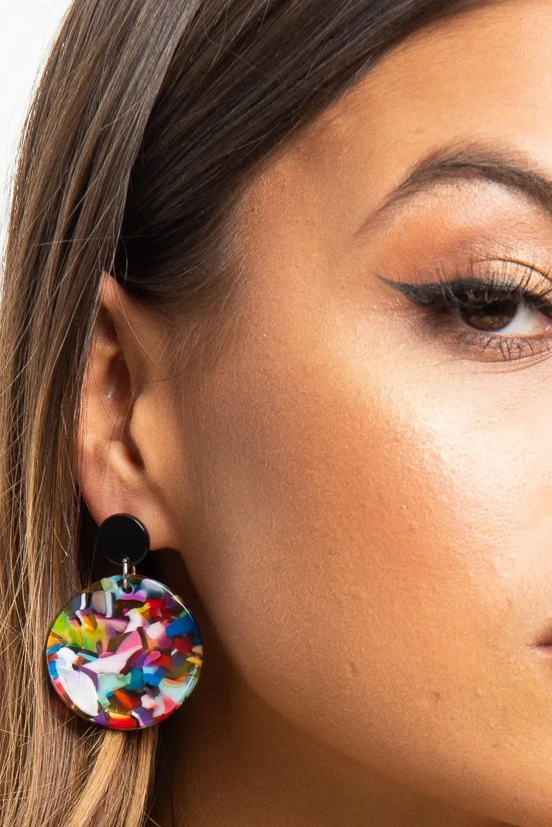 Multi Marble Round Earrings - Kiani