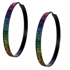 Multicolor Extra Large Gradual Rhinestone Hoop Earrings