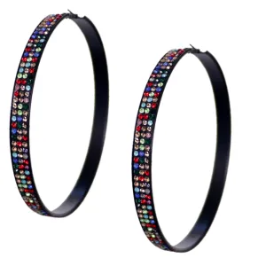 Multicolor Extra Large Rhinestone Hoop Earrings