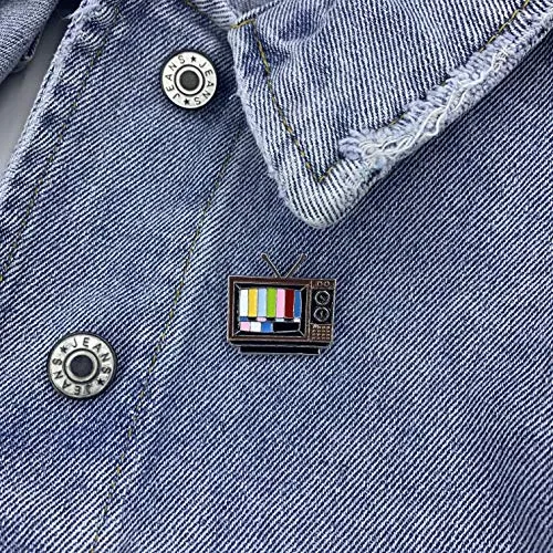 Multicolor Retro TV Rainbow Bars Lapel Pin.