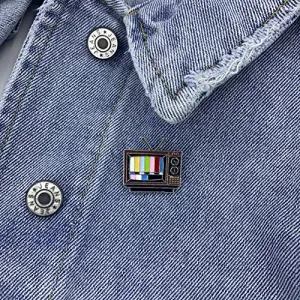 Multicolor Retro TV Rainbow Bars Lapel Pin.