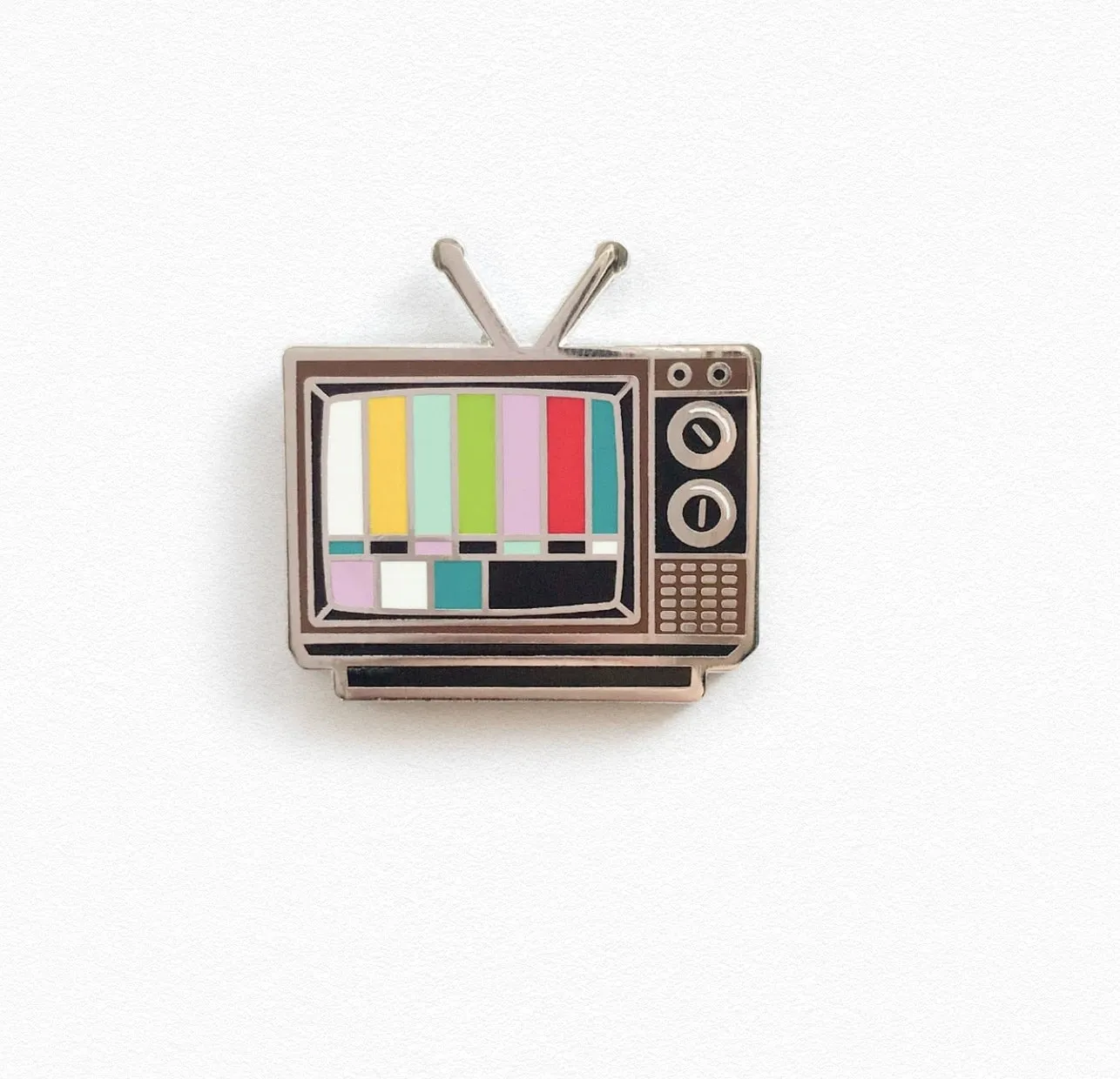 Multicolor Retro TV Rainbow Bars Lapel Pin.