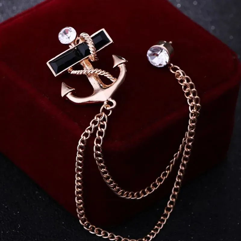 Multiple Styles Rhinestone Brooch Pin Tassel Lapel Pins Suit Shirt Collar Badge Corsage Brooches for Men's Jewelry Accessories