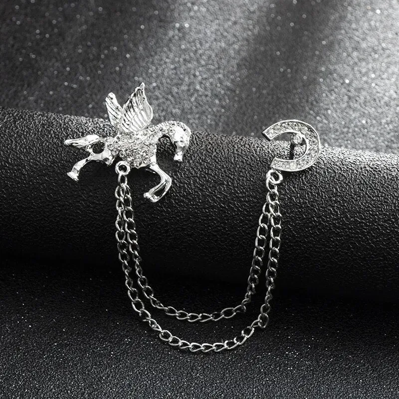 Multiple Styles Rhinestone Brooch Pin Tassel Lapel Pins Suit Shirt Collar Badge Corsage Brooches for Men's Jewelry Accessories