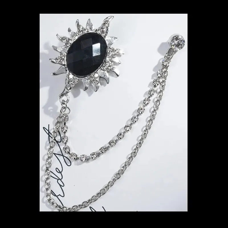 Multiple Styles Rhinestone Brooch Pin Tassel Lapel Pins Suit Shirt Collar Badge Corsage Brooches for Men's Jewelry Accessories