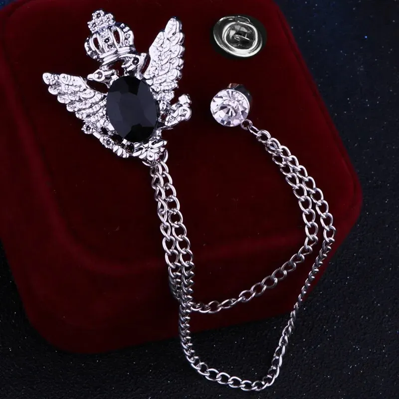Multiple Styles Rhinestone Brooch Pin Tassel Lapel Pins Suit Shirt Collar Badge Corsage Brooches for Men's Jewelry Accessories