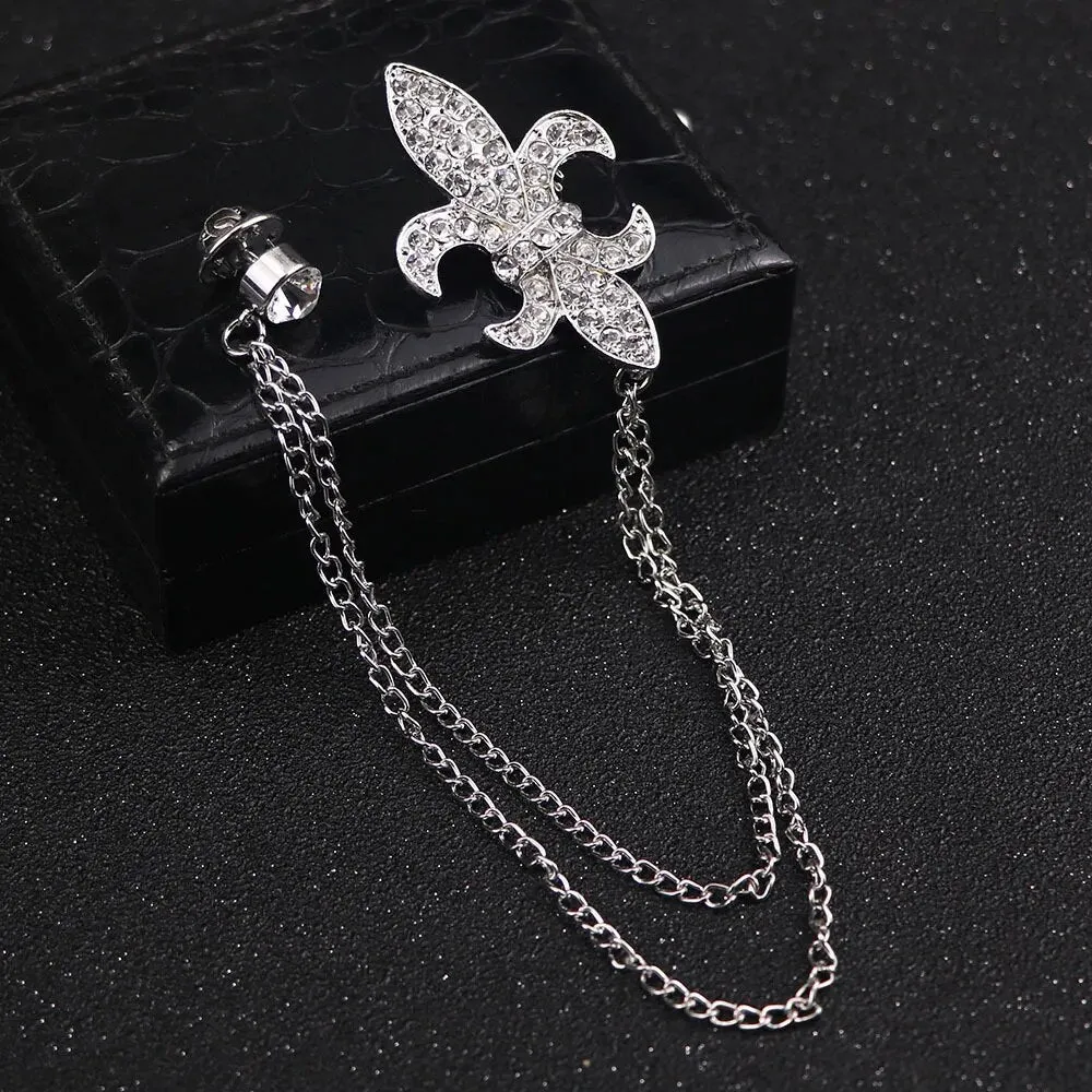 Multiple Styles Rhinestone Brooch Pin Tassel Lapel Pins Suit Shirt Collar Badge Corsage Brooches for Men's Jewelry Accessories