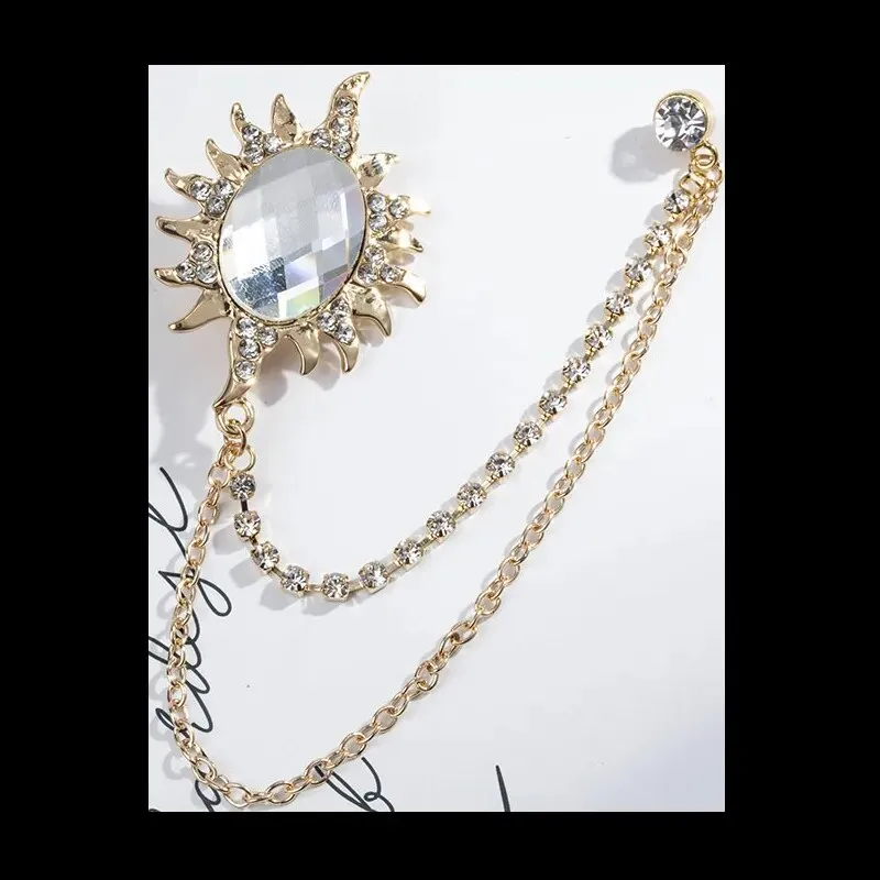 Multiple Styles Rhinestone Brooch Pin Tassel Lapel Pins Suit Shirt Collar Badge Corsage Brooches for Men's Jewelry Accessories
