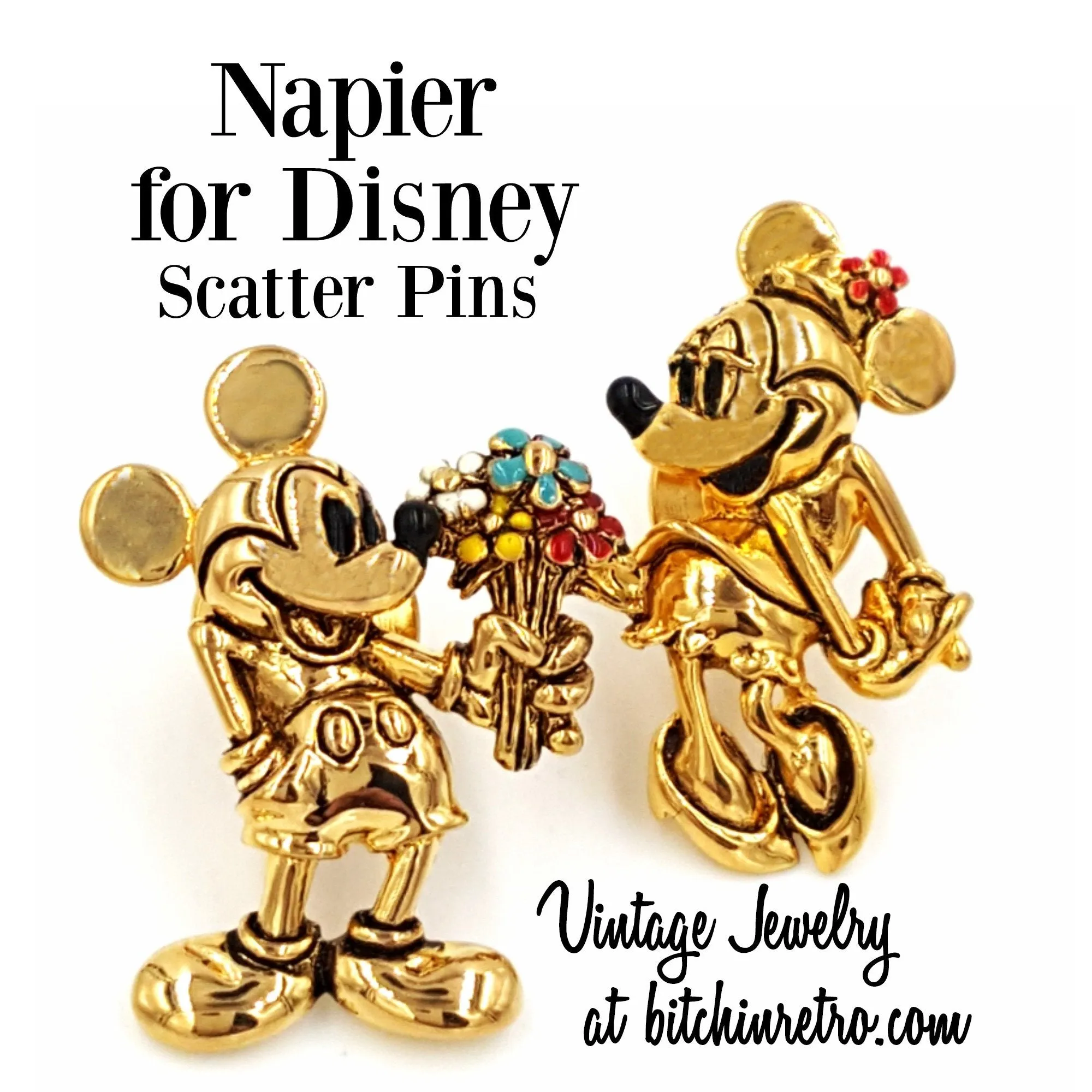 Napier for Disney Mickey and Minnie Mouse Vintage Scatter Pin Set