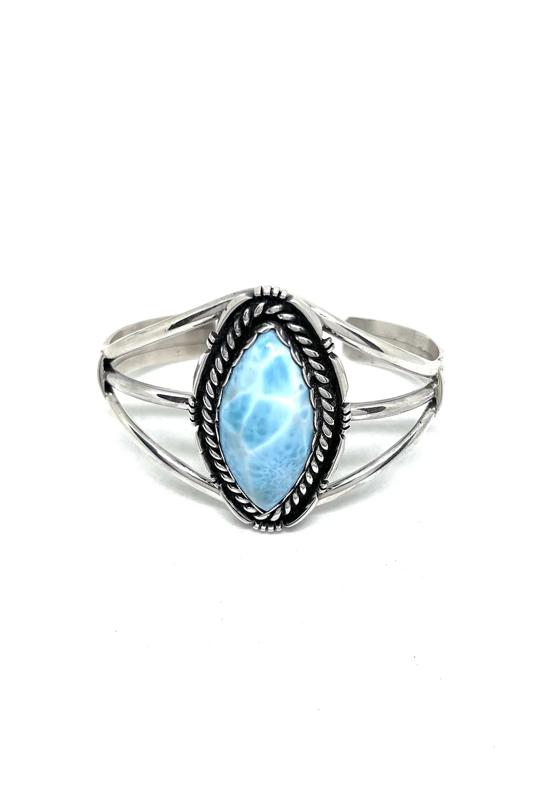Navajo Sterling Silver Larimar Cuff Bracelet