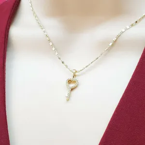 Necklaces - 14K Gold Plated. Love Heart Key Pendant & Chain. 520 Love Gift
