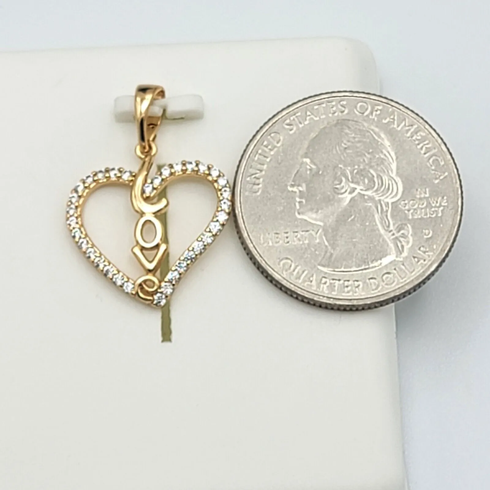 Necklaces - 18K Gold Plated. CZ Heart LOVE Pendant & Chain.
