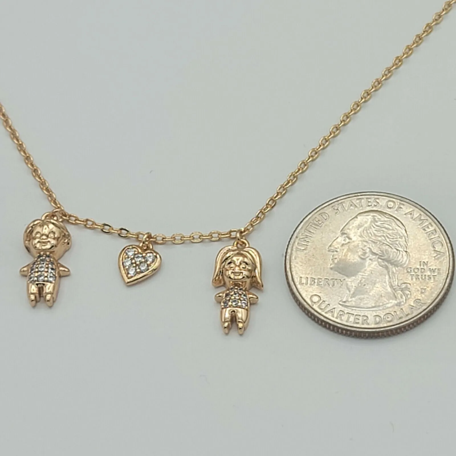 Necklaces - 18K Gold Plated. Girl - Heart - Boy Pendant Charm. Family.