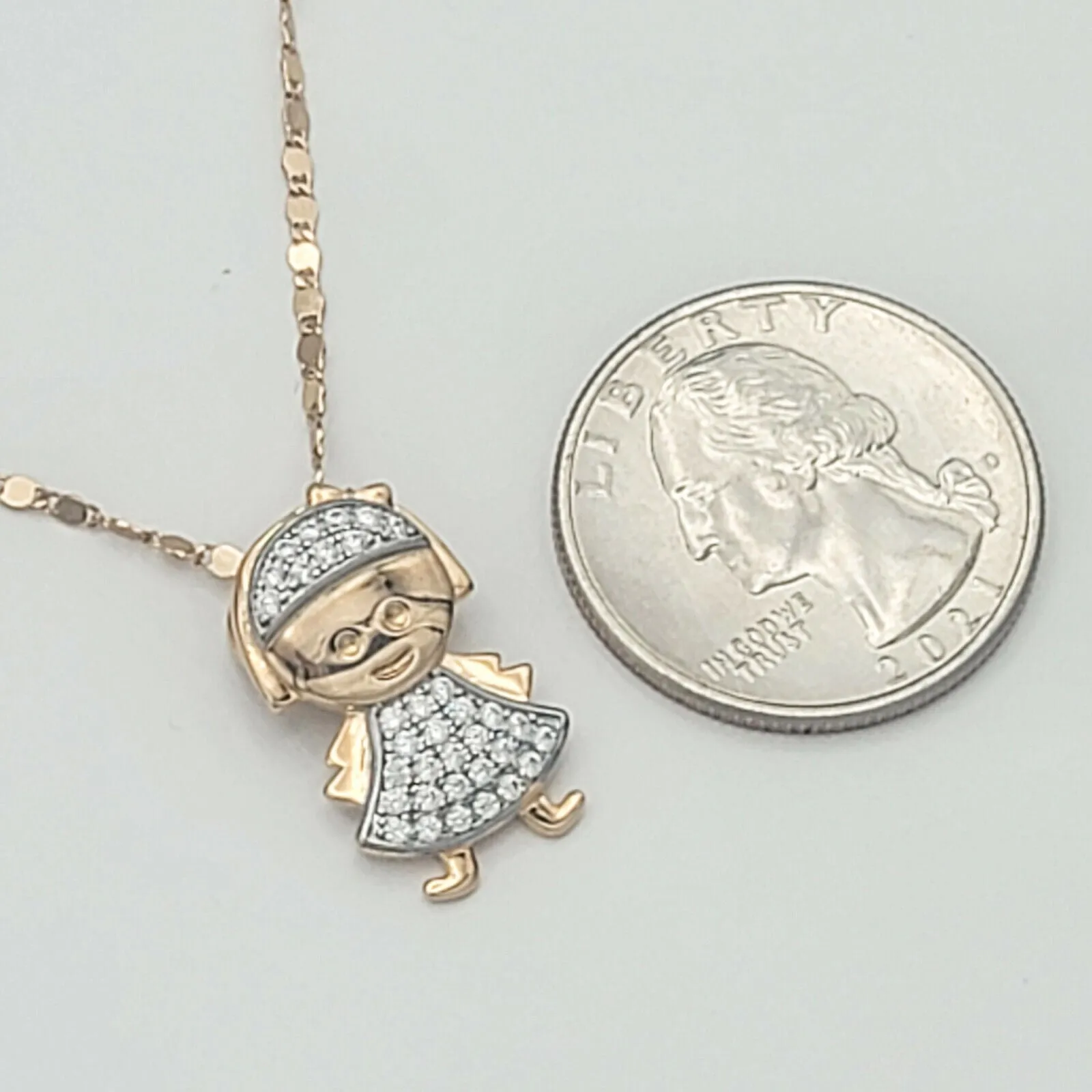 Necklaces - 18K Gold Plated. Love My Little Girl CZ Pendant & Chain. Family