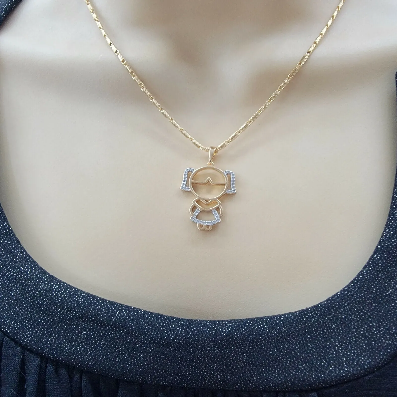 Necklaces - 18K Gold Plated. My Little Girl CZ  Pendant & Chain. Family