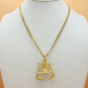 Necklaces - Stainless Steel Gold Plated. Scorpion Scorpio Zodiac Pendant & Chain