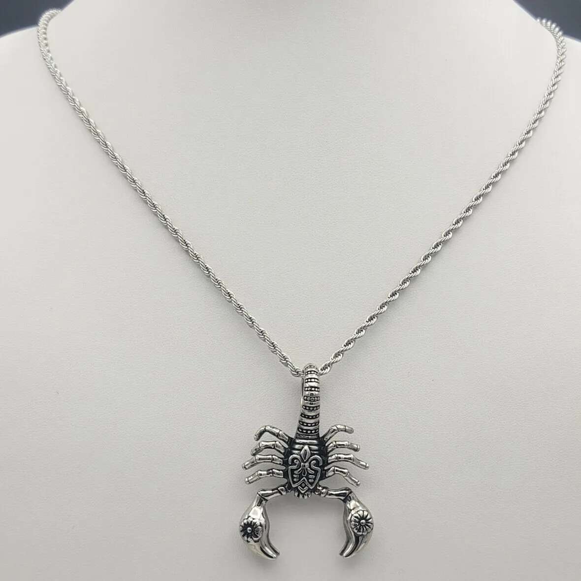 Necklaces - Stainless Steel. Scorpion Scorpio Zodiac Pendant & Chain. Celtic