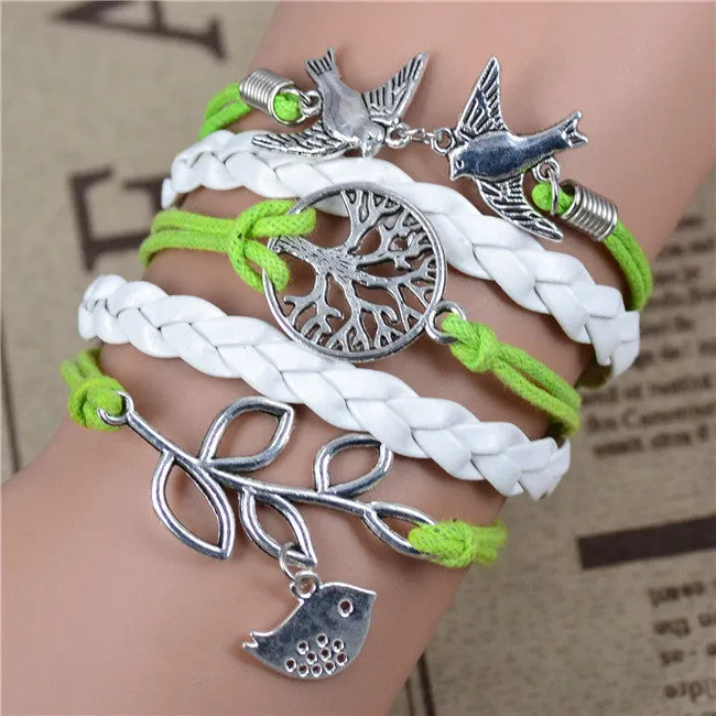 New Arrival Mix Infinity Love Leather Love Owl Leaf Charm Handmade Bracelet Bangles Jewelry Friendship Gift Items