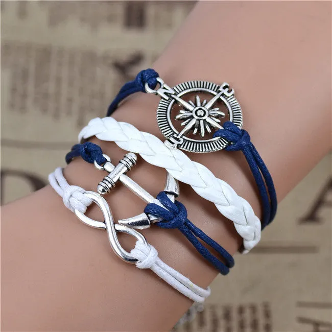 New Arrival Mix Infinity Love Leather Love Owl Leaf Charm Handmade Bracelet Bangles Jewelry Friendship Gift Items