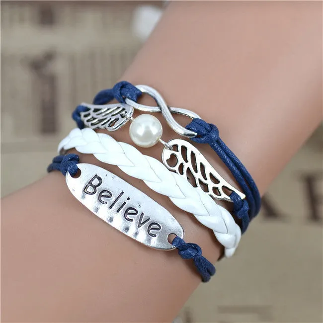 New Arrival Mix Infinity Love Leather Love Owl Leaf Charm Handmade Bracelet Bangles Jewelry Friendship Gift Items