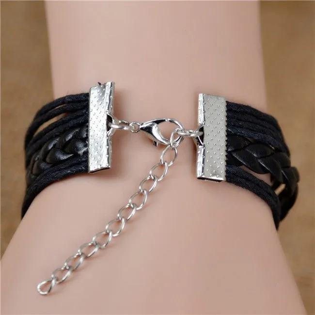 New Arrival Mix Infinity Love Leather Love Owl Leaf Charm Handmade Bracelet Bangles Jewelry Friendship Gift Items