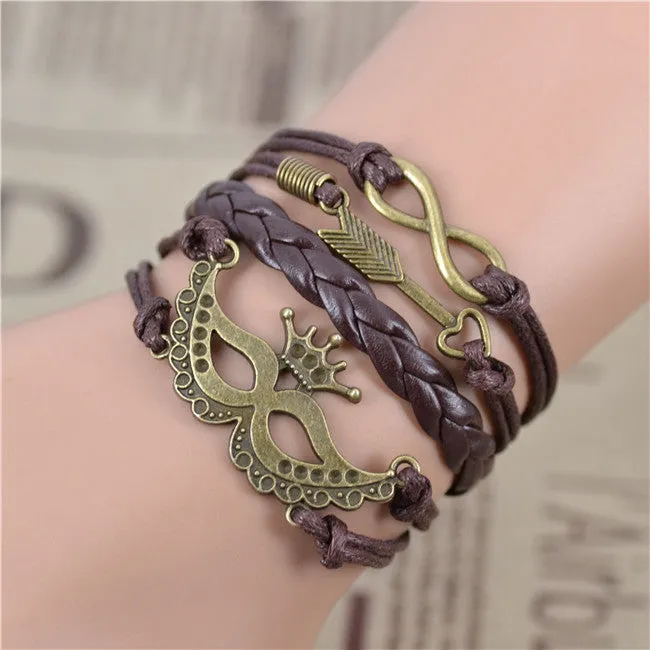 New Arrival Mix Infinity Love Leather Love Owl Leaf Charm Handmade Bracelet Bangles Jewelry Friendship Gift Items