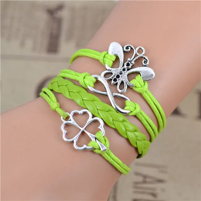 New Arrival Mix Infinity Love Leather Love Owl Leaf Charm Handmade Bracelet Bangles Jewelry Friendship Gift Items