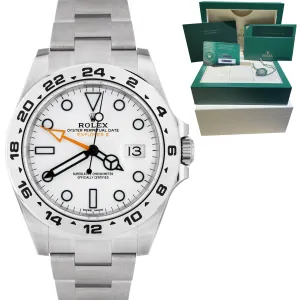 NEW DEC 2020 Rolex Explorer II 42mm White Orange Steel GMT Date Watch 216570