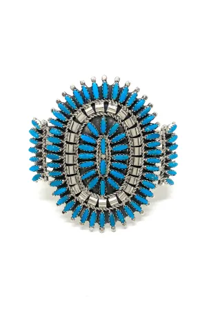 Nez Petit Point Cluster Turquoise Cuff Bracelet