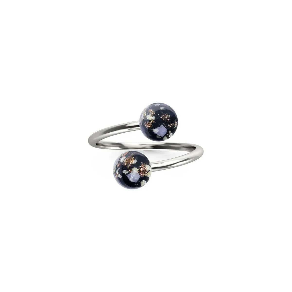 Obsidian | .925 Sterling Silver | Firefly Glass | Infinity Helix Ring