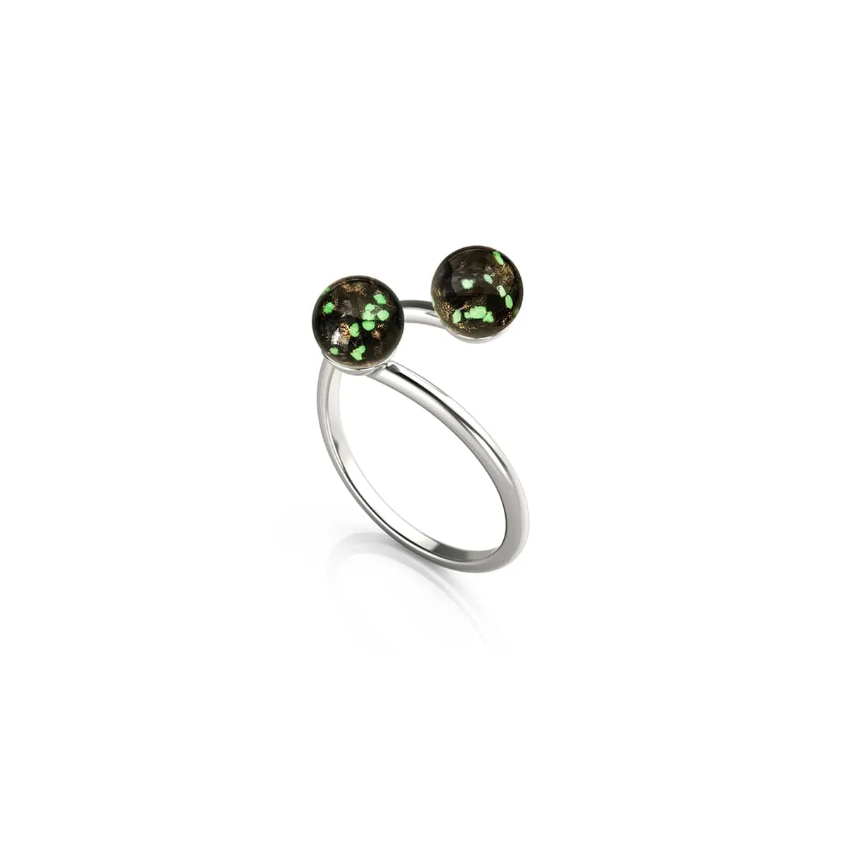Obsidian | .925 Sterling Silver | Firefly Glass | Infinity Helix Ring