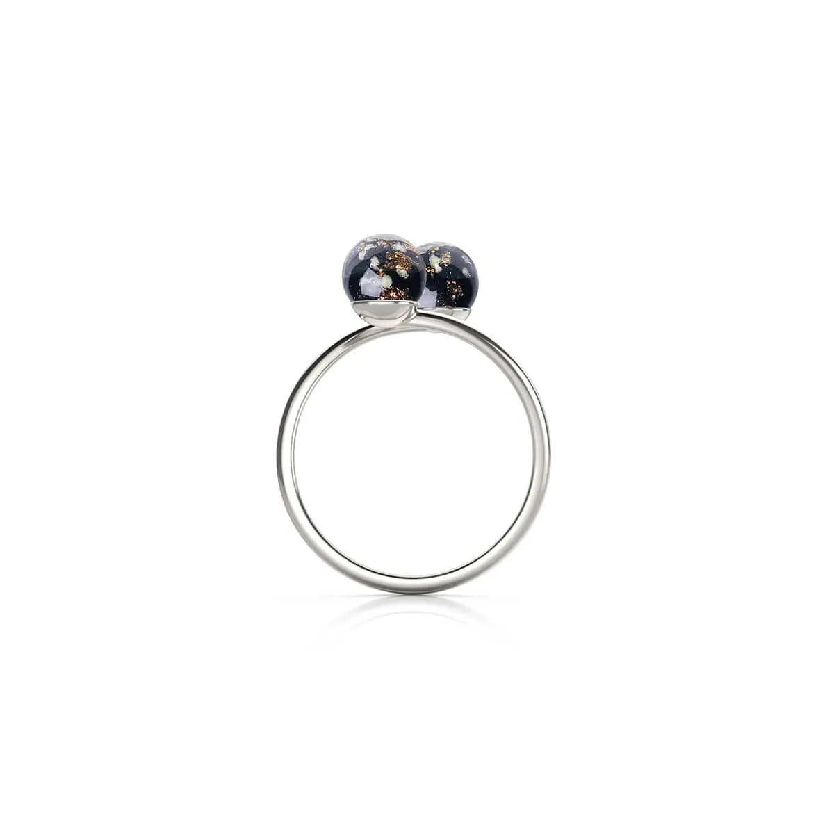 Obsidian | .925 Sterling Silver | Firefly Glass | Infinity Helix Ring
