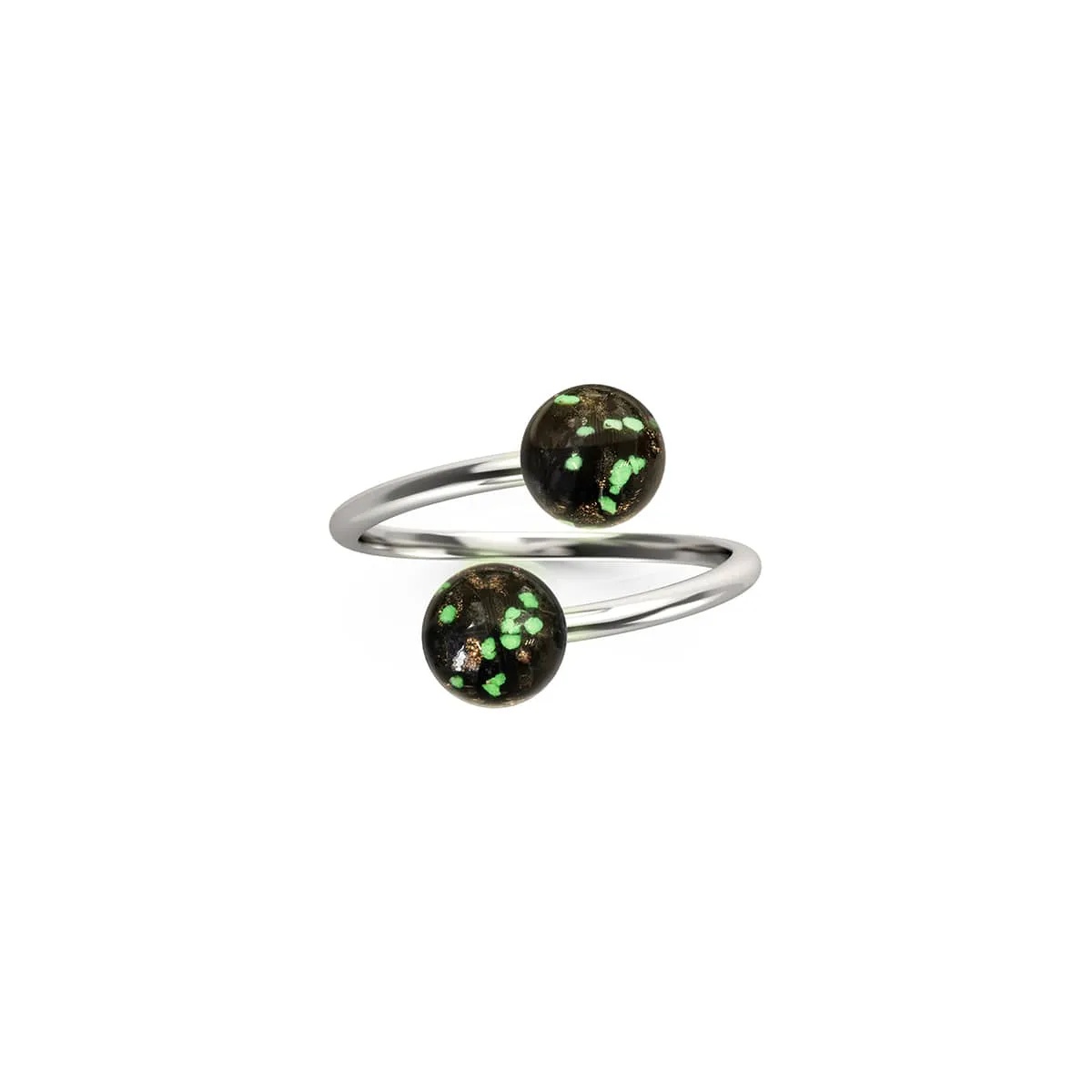 Obsidian | .925 Sterling Silver | Firefly Glass | Infinity Helix Ring