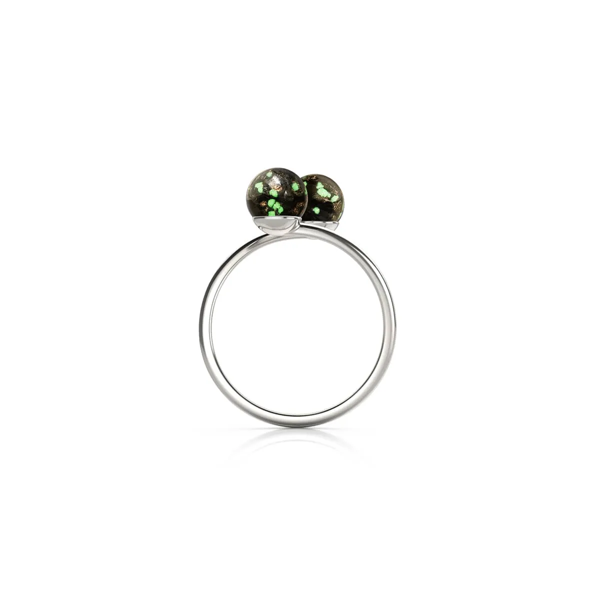 Obsidian | .925 Sterling Silver | Firefly Glass | Infinity Helix Ring