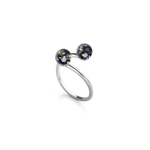 Obsidian | .925 Sterling Silver | Firefly Glass | Infinity Helix Ring