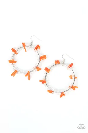 Ocean Surf - Orange - Shell Hoop Paparazzi Fishhook Earrings