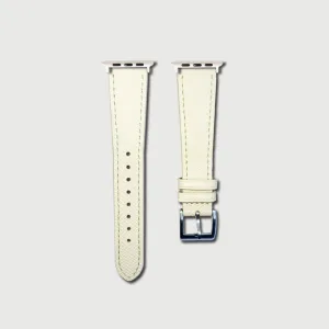 Off White Epsom Leather Slim Apple Watch Strap