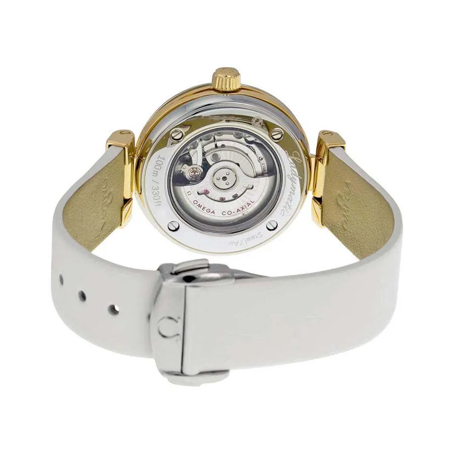 Omega De Ville Ladymatic Mother of Pearl White Leather Ladies Watch 42522342055002
