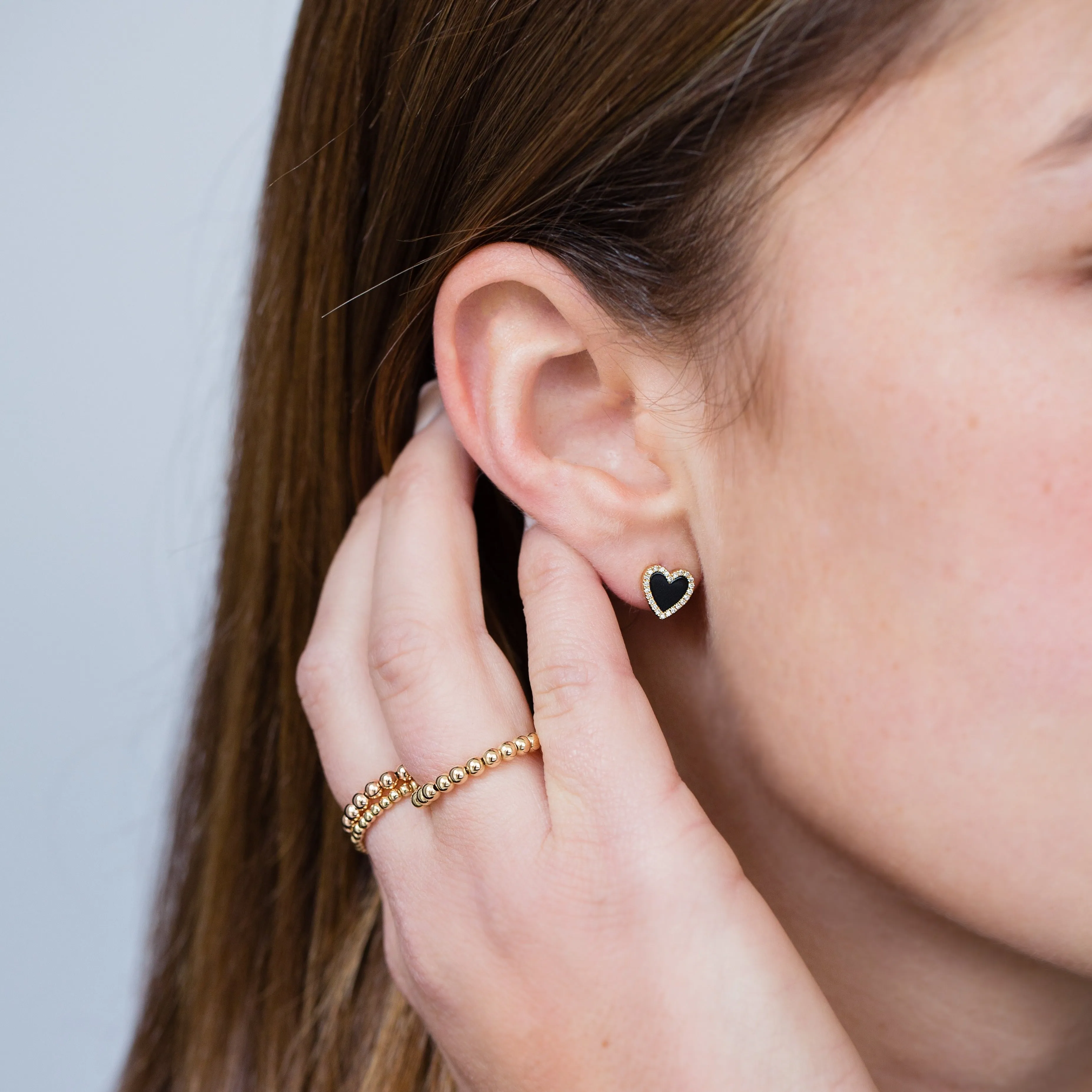 Onyx Diamond Heart Earrings