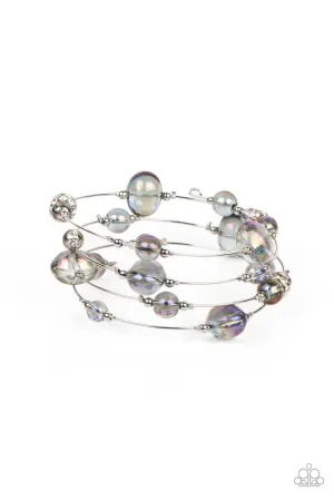 Optical Auras - Purple - Iridescent Beads Paparazzi Coil Bracelet