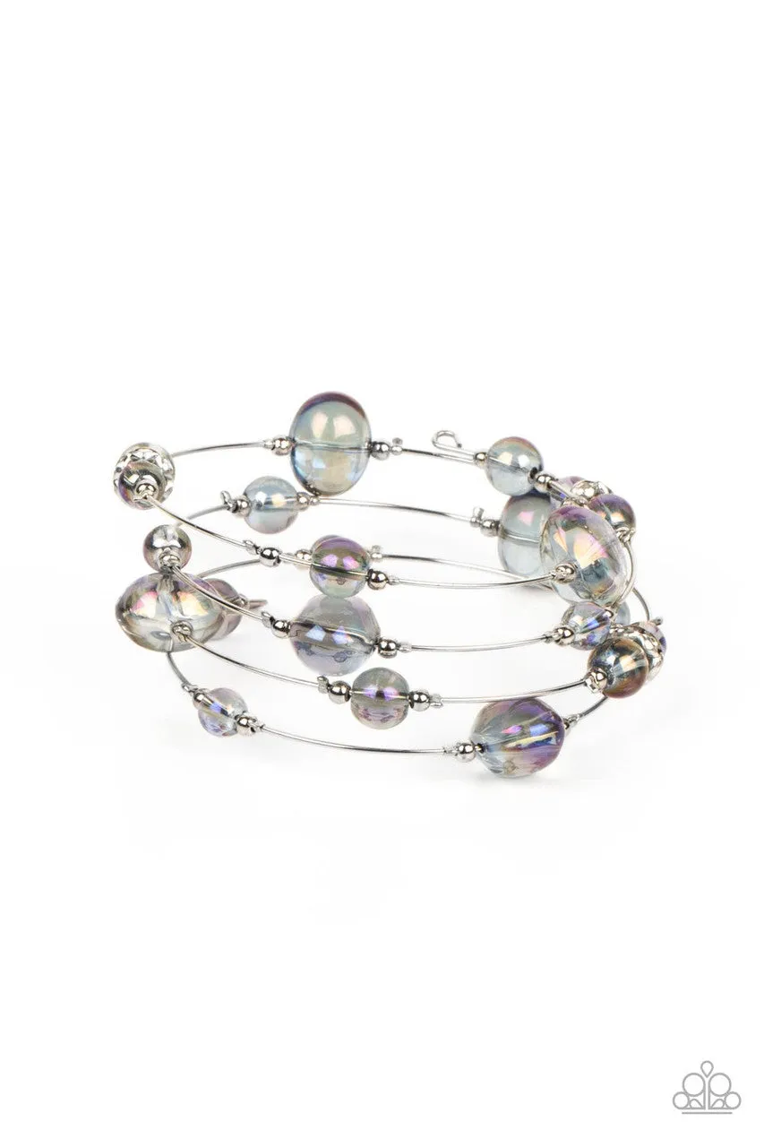Optical Auras - Purple - Iridescent Beads Paparazzi Coil Bracelet