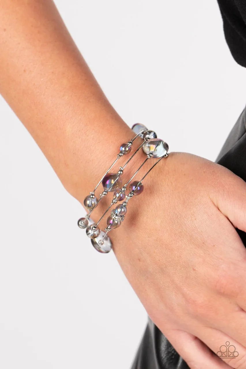 Optical Auras - Purple - Iridescent Beads Paparazzi Coil Bracelet