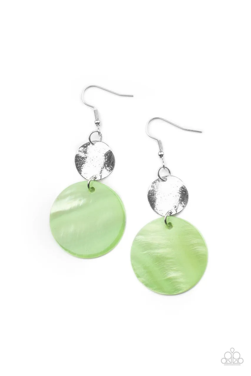 Opulently Oasis - Green - Seashell Disc Paparazzi Fishhook Earrings